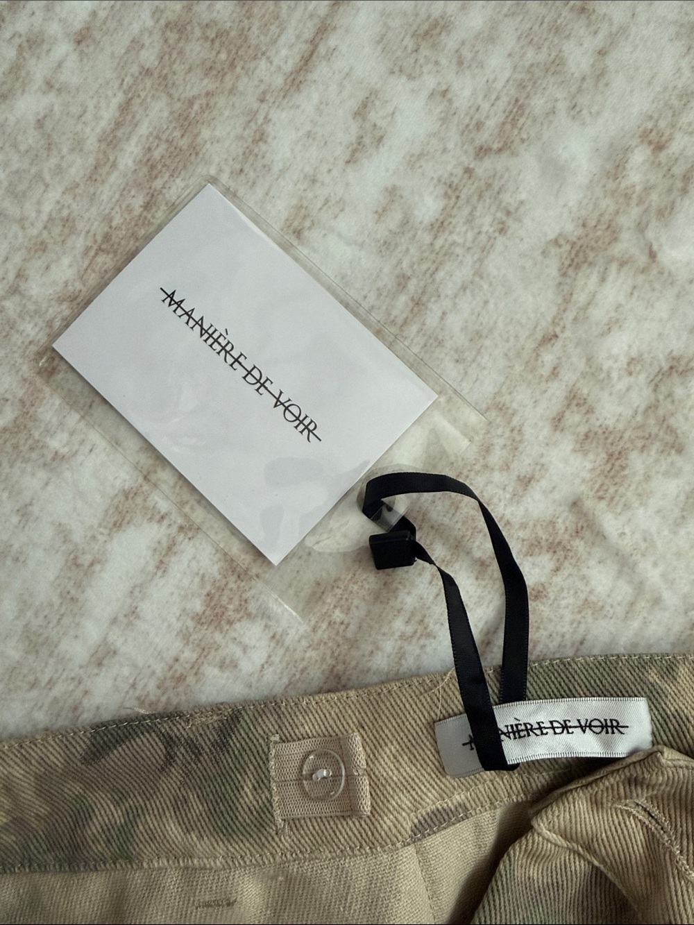 Maniere De Voir Beige Camouflage Wide-Leg Cargo Pants - Picture 6 of 6